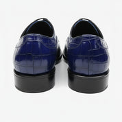 back-view - Men's Blue Crocodile Embossed Leather Oxford Shoes