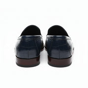 Men's Blue Crocodile Patterned Leather Dress Shoes - back-view