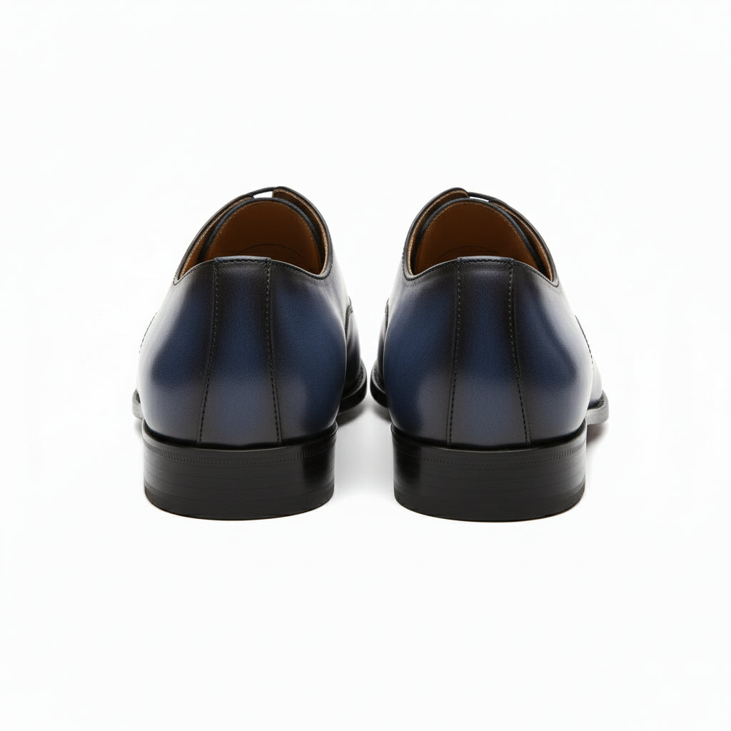 back-view - Men's Blue Leather Brogue Dress Shoes
