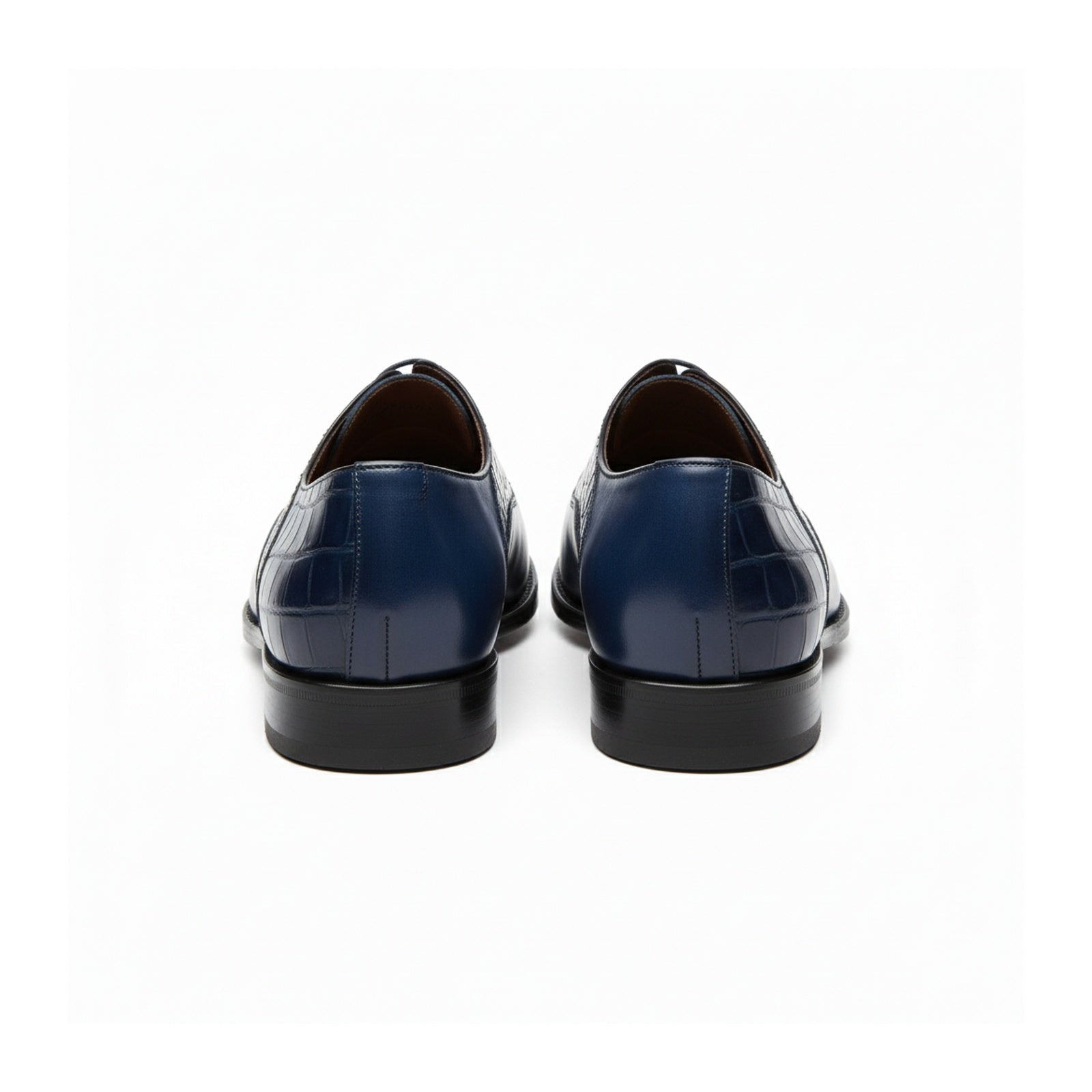 back-view - Men's Blue Leather Lace-Up Dress Shoes
