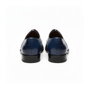 back-view - Men's Blue Leather Lace-Up Dress Shoes