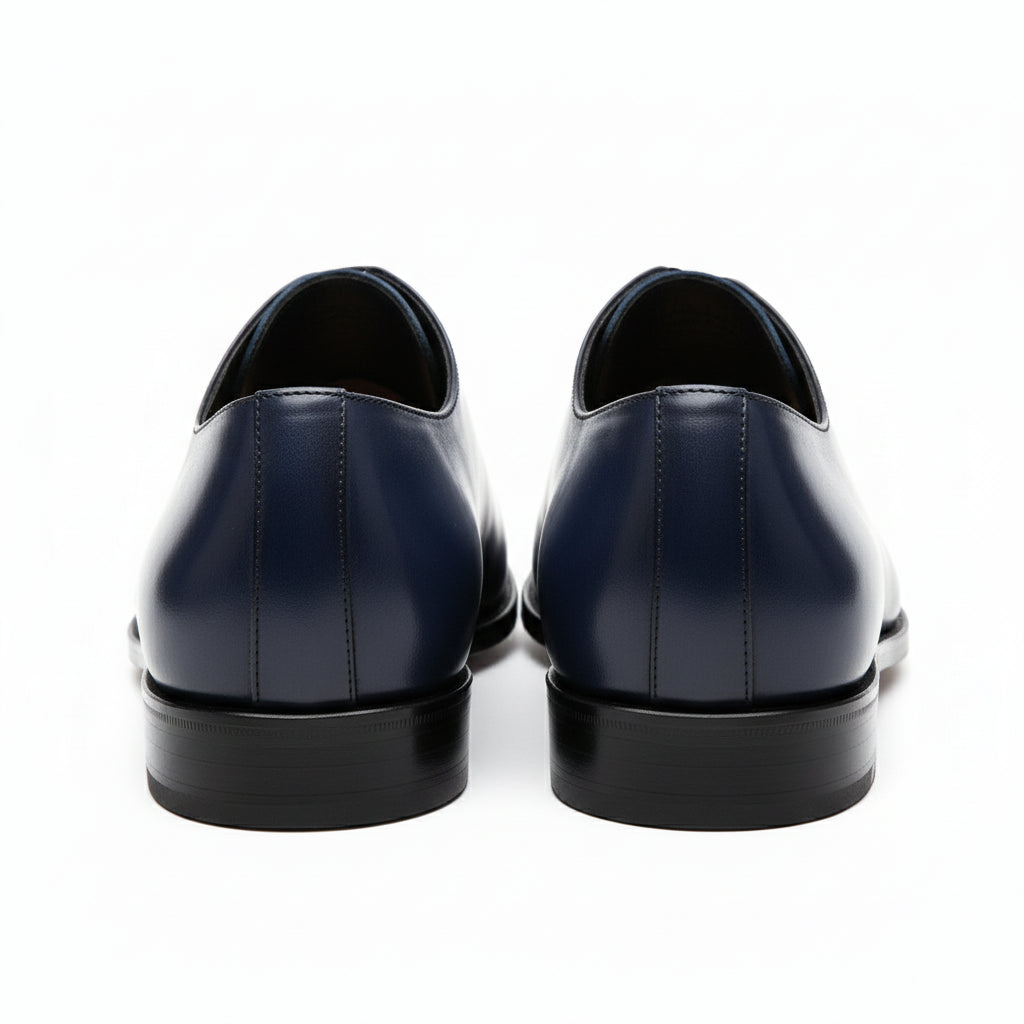 back-view - Men's Blue Leather Oxford Brogue Shoes