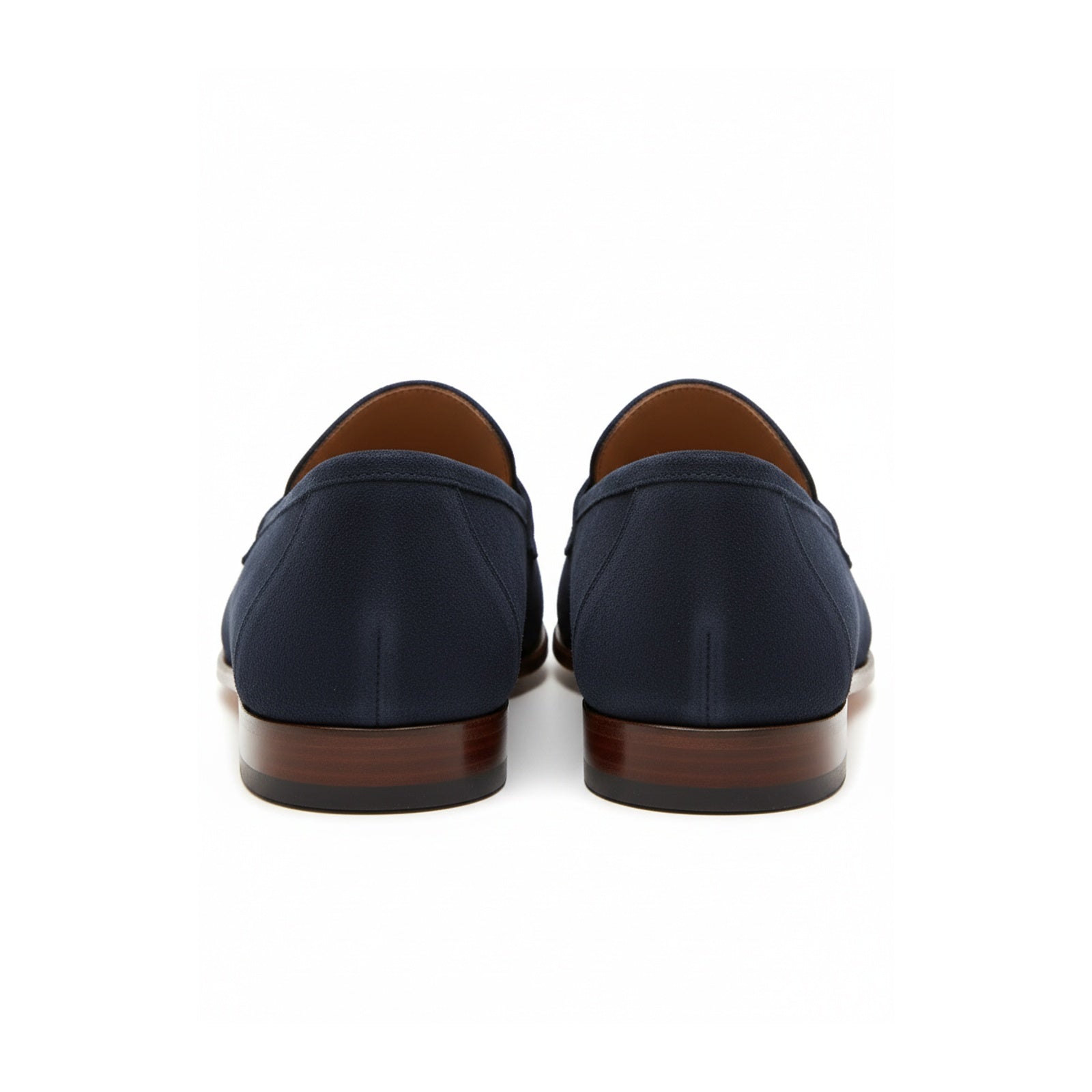 back-view - Men's Blue Suede Leather Loafers – Slip-On Design
