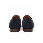 back-view - Men's Blue Suede Leather Loafers – Slip-On Design