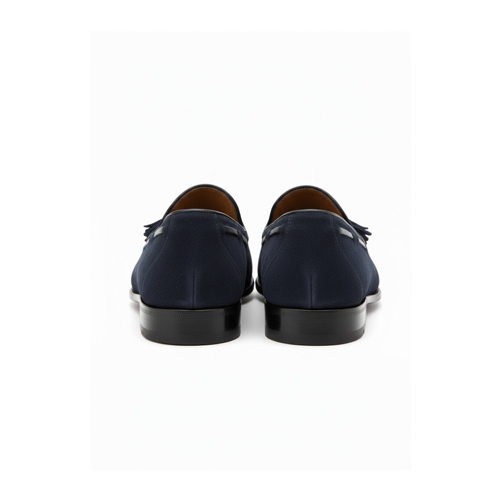 back-view - Men's Blue Suede Moccasin Loafers with Tassels