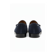 back-view - Men's Blue Suede Moccasin Loafers with Tassels