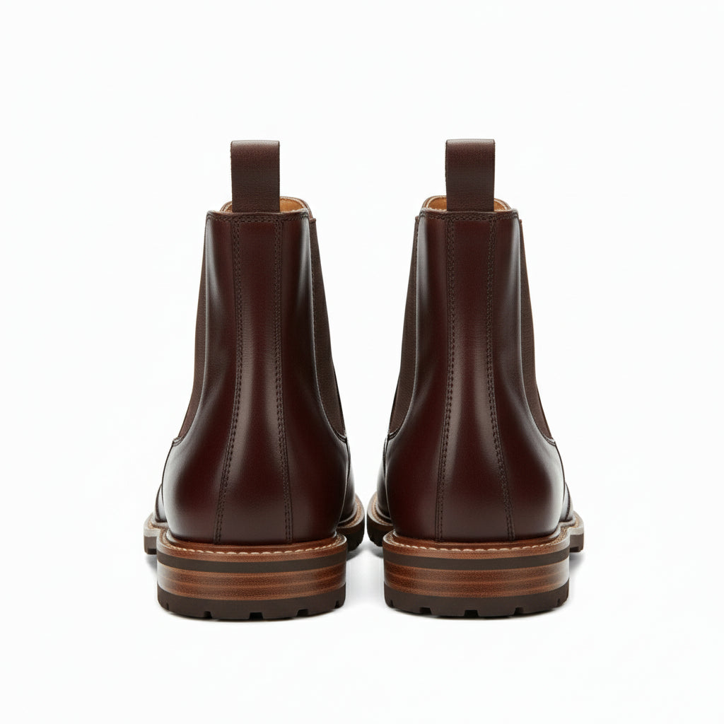 back-view - Men's Brogue Chelsea Leather Boots