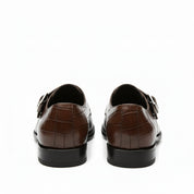back-view - Men's Brown Alligator Leather Monk Shoes