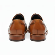 Men's Brown and Tan Leather Brogue Dress Shoes, Oxford Style - back-view