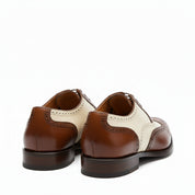 back-view - Men's Brown and White Leather Brogue Dress Shoes