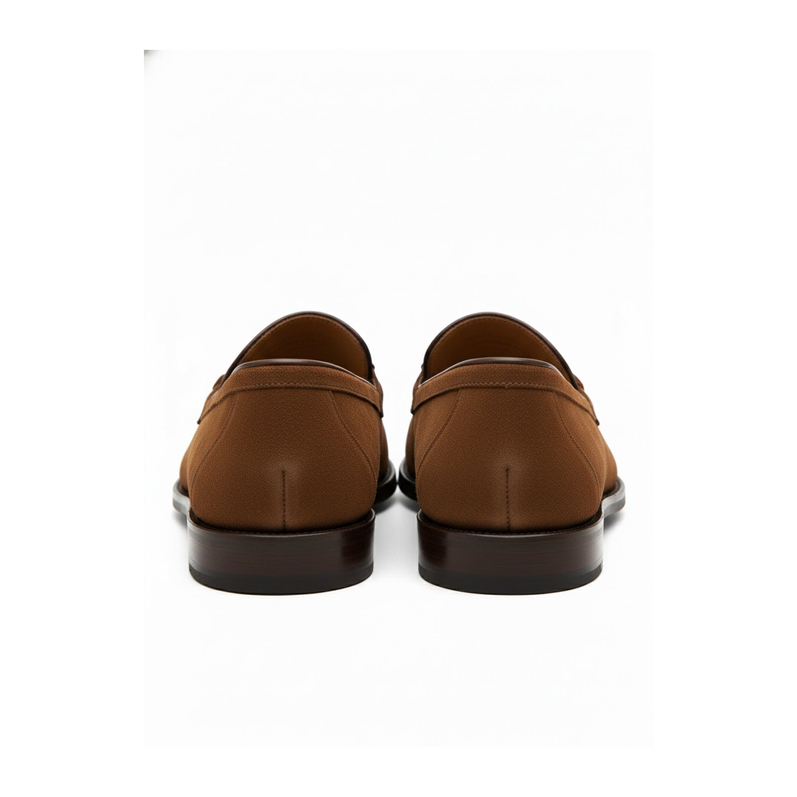 back-view - Men's Brown Cow Leather & Suede Penny Loafers