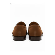 back-view - Men's Brown Cow Leather & Suede Penny Loafers