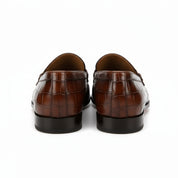 back-view - Men's Brown Crocodile Leather Moccasin Dress Shoes