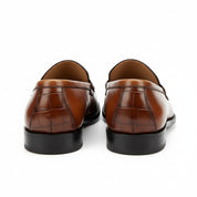 back-view - Men's Brown Crocodile Leather Moccasins - Formal Loafers