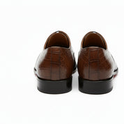 back-view - Men's Brown Crocodile Leather Oxford Shoes