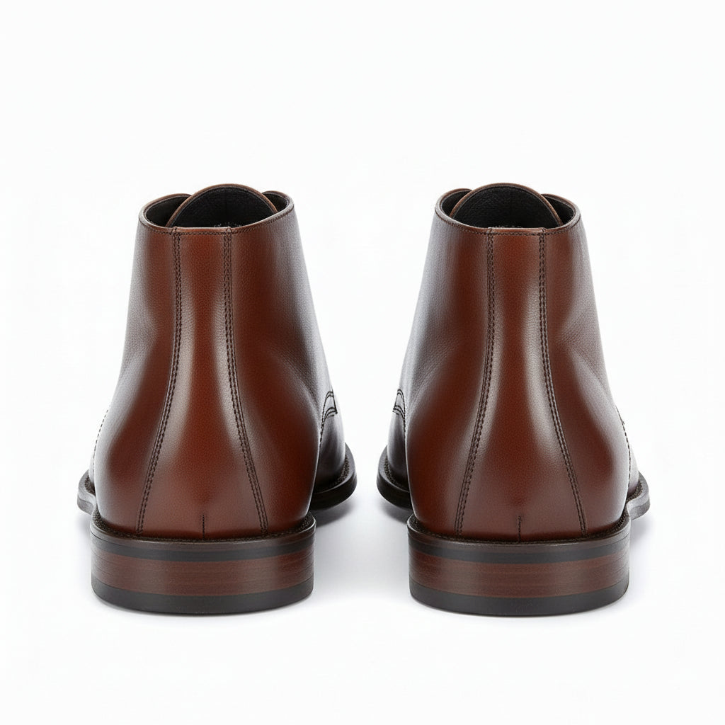 back-view - Men's Brown High Ankle Leather Boots
