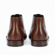 back-view - Men's Brown High Ankle Leather Boots