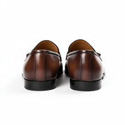 back-view - Men's Brown Italian Leather Tassel Loafers