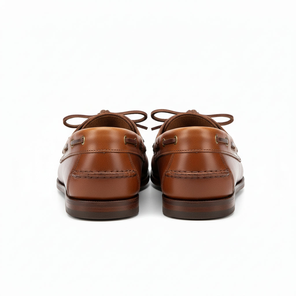 back-view - Men's Brown Leather Boat Shoes