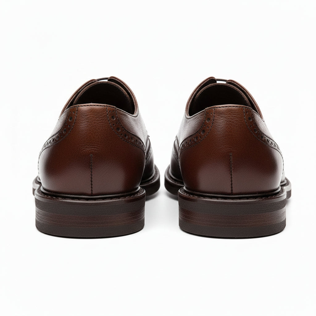 back-view - Men's Brown Leather Brogue Dress Shoes