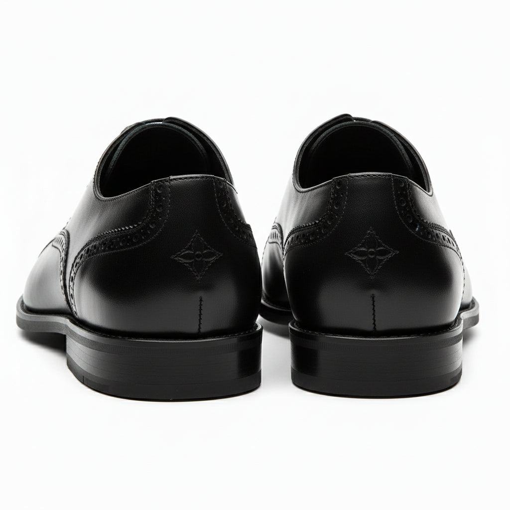 back-view - Men's Brown Leather Brogue Dress Shoes