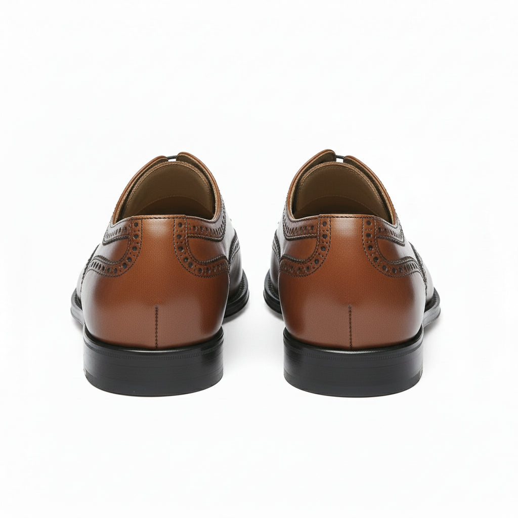 back-view - Men's Brown Leather Brogue Dress Shoes