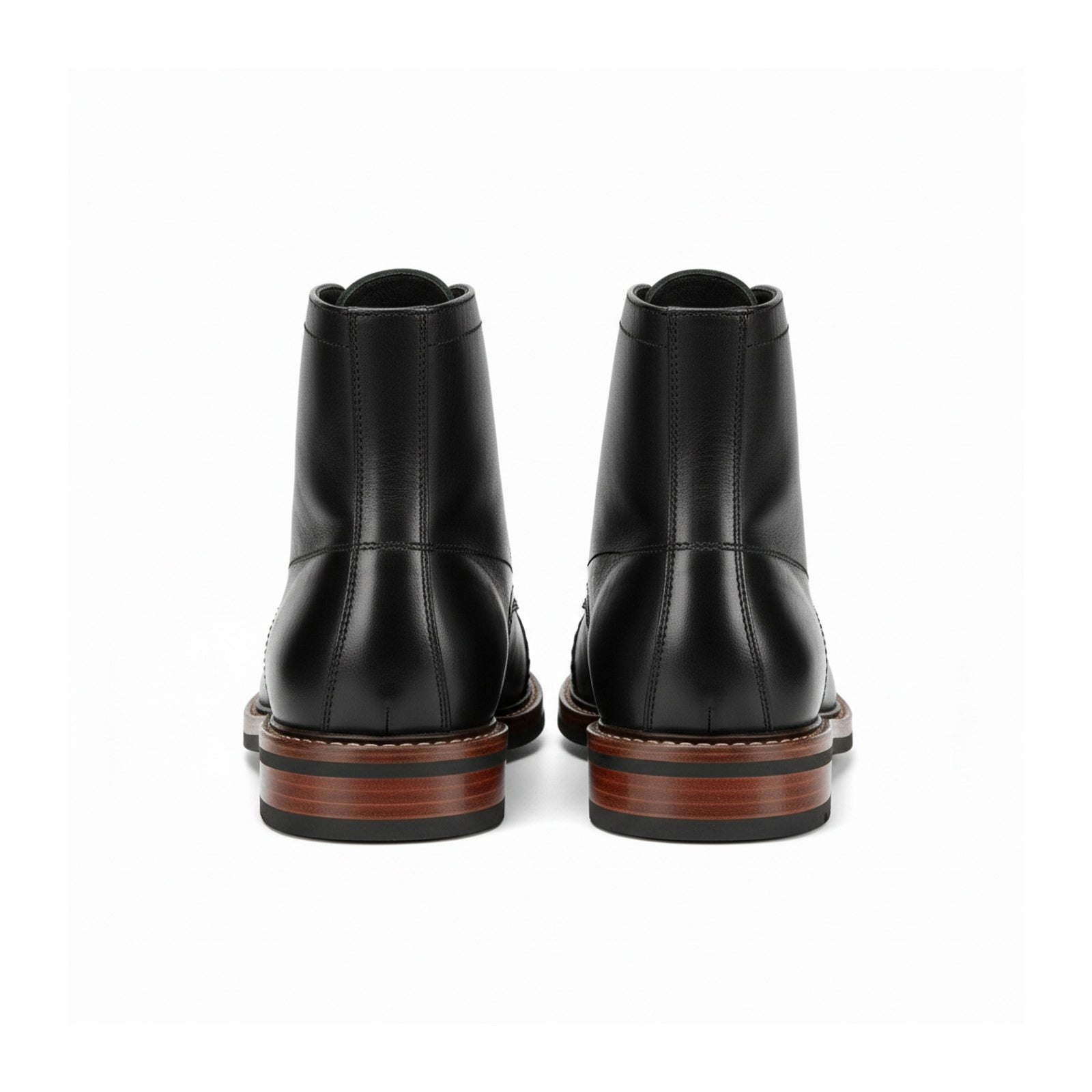 back-view - Men's Brown Leather Brogue Lace-up Boots