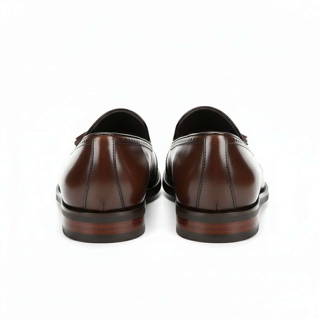 back-view - Men's Brown Leather Brogue Loafers