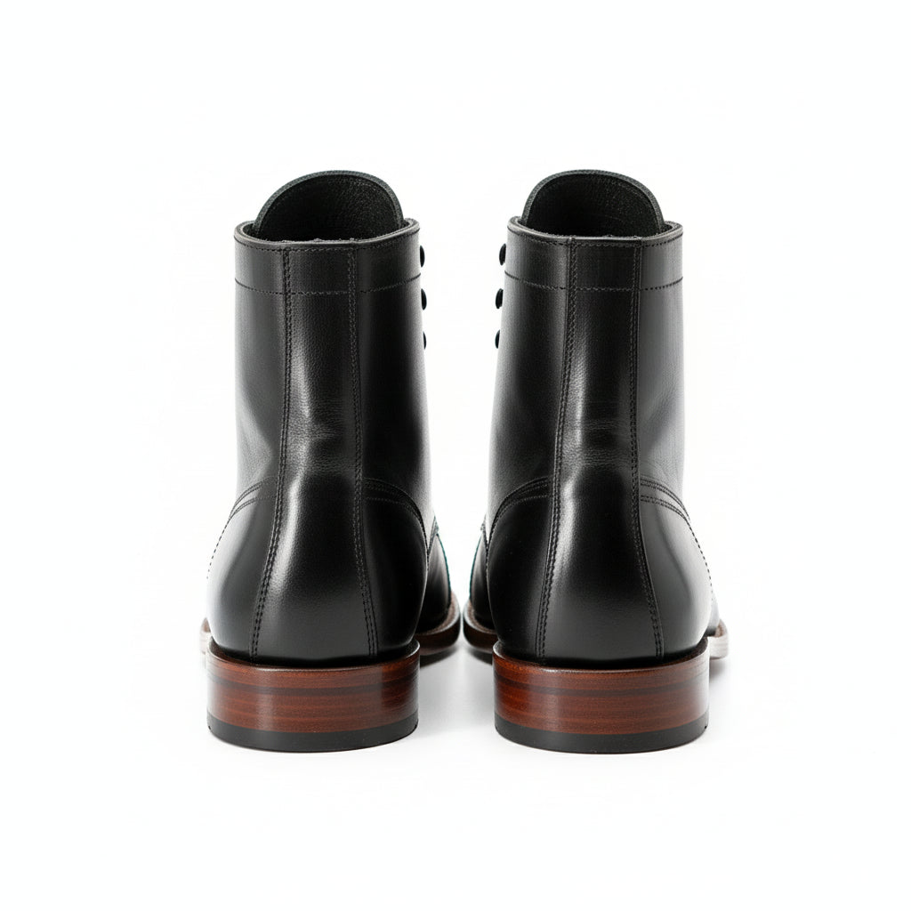 back-view - Men's Brown Leather Cap-Toe Ankle Boots