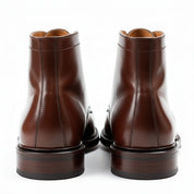 Men's Brown Leather Cap Toe Ankle Boots - back-view