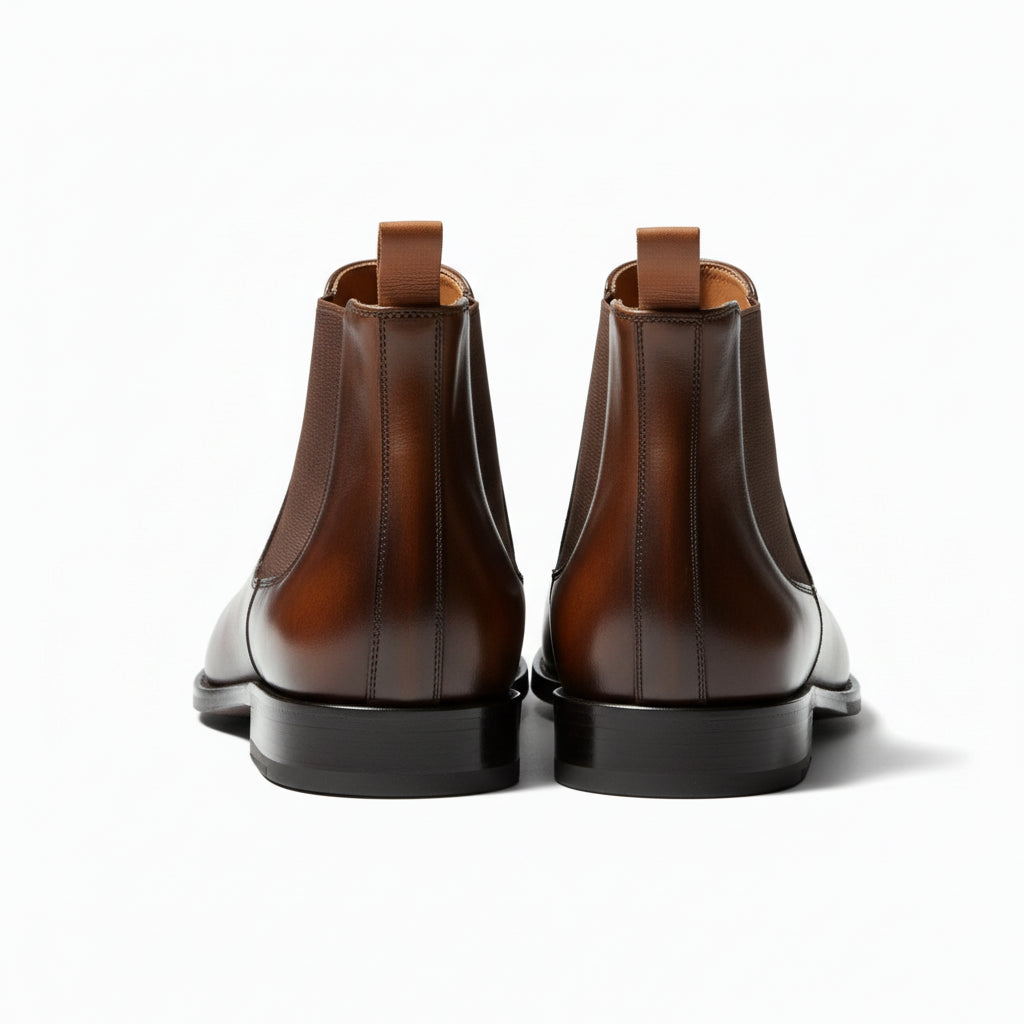 back-view - Men's Brown Leather Chelsea Ankle Boots