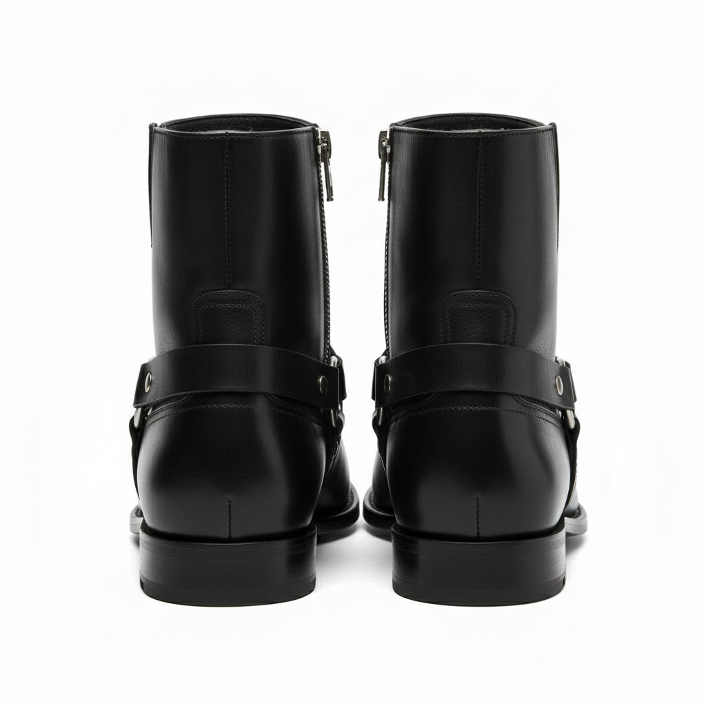 back-view - Men's Brown Leather Chelsea Zipper Boots