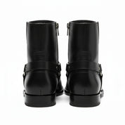 back-view - Men's Brown Leather Chelsea Zipper Boots