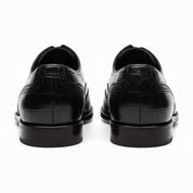 back-view - Men's Brown Leather Crocodile-Pattern Oxfords
