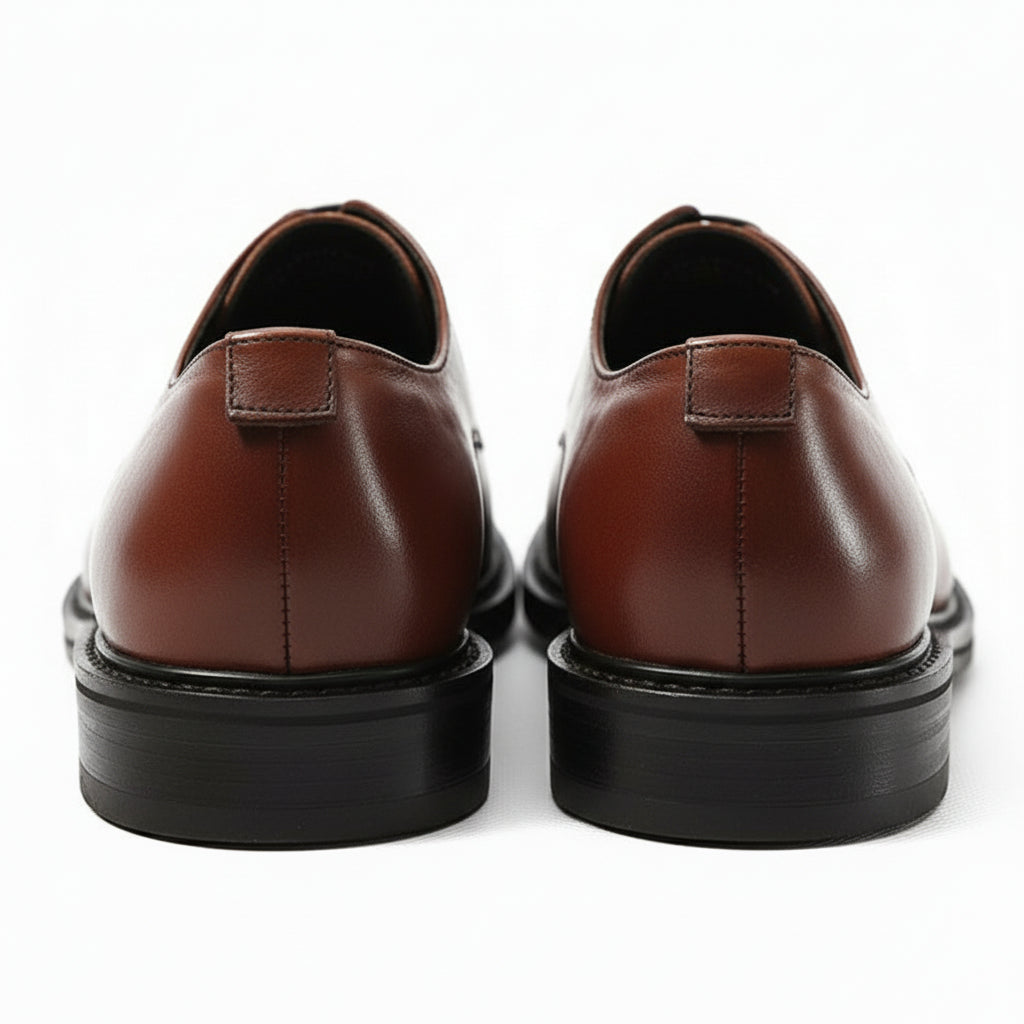 back-view - Men's Brown Leather Derby Shoes