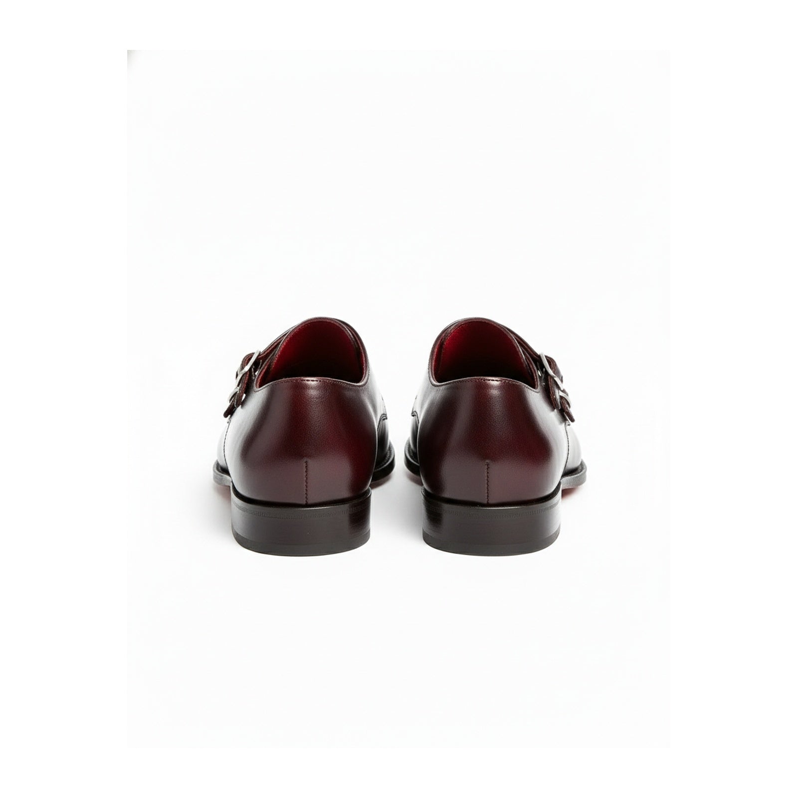 back-view - Men's Brown Leather Double Buckle Oxford Dress Shoes