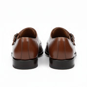 back-view - Men's Brown Leather Double Buckle Oxford Shoes