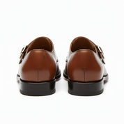 back-view - Men's Brown Leather Double Monk Dress Shoes