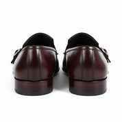 back-view - Men's Brown Leather Double Monk Shoes