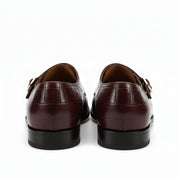 back-view - Men's Brown Leather Double Monk Strap Shoes