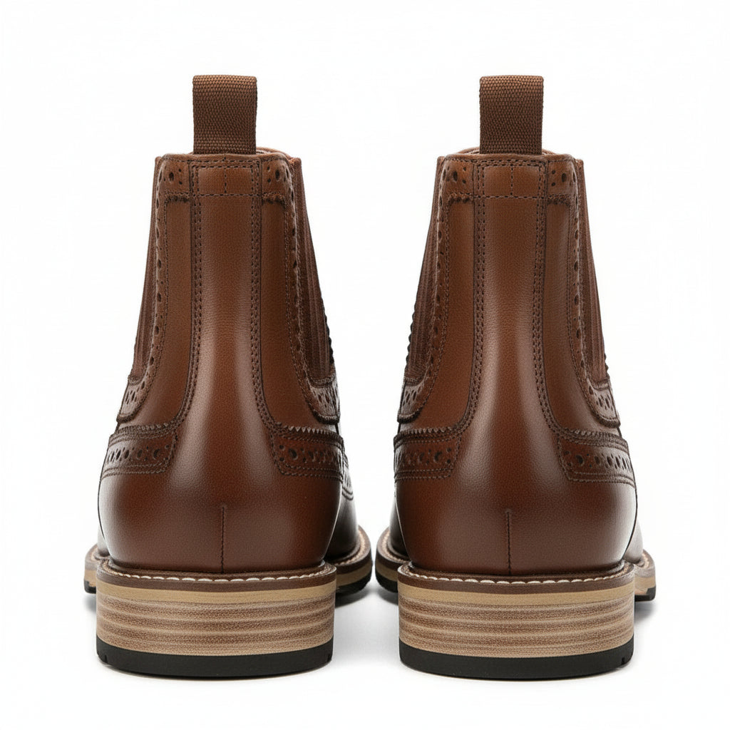 back-view - Men's Brown Leather Dress Boots