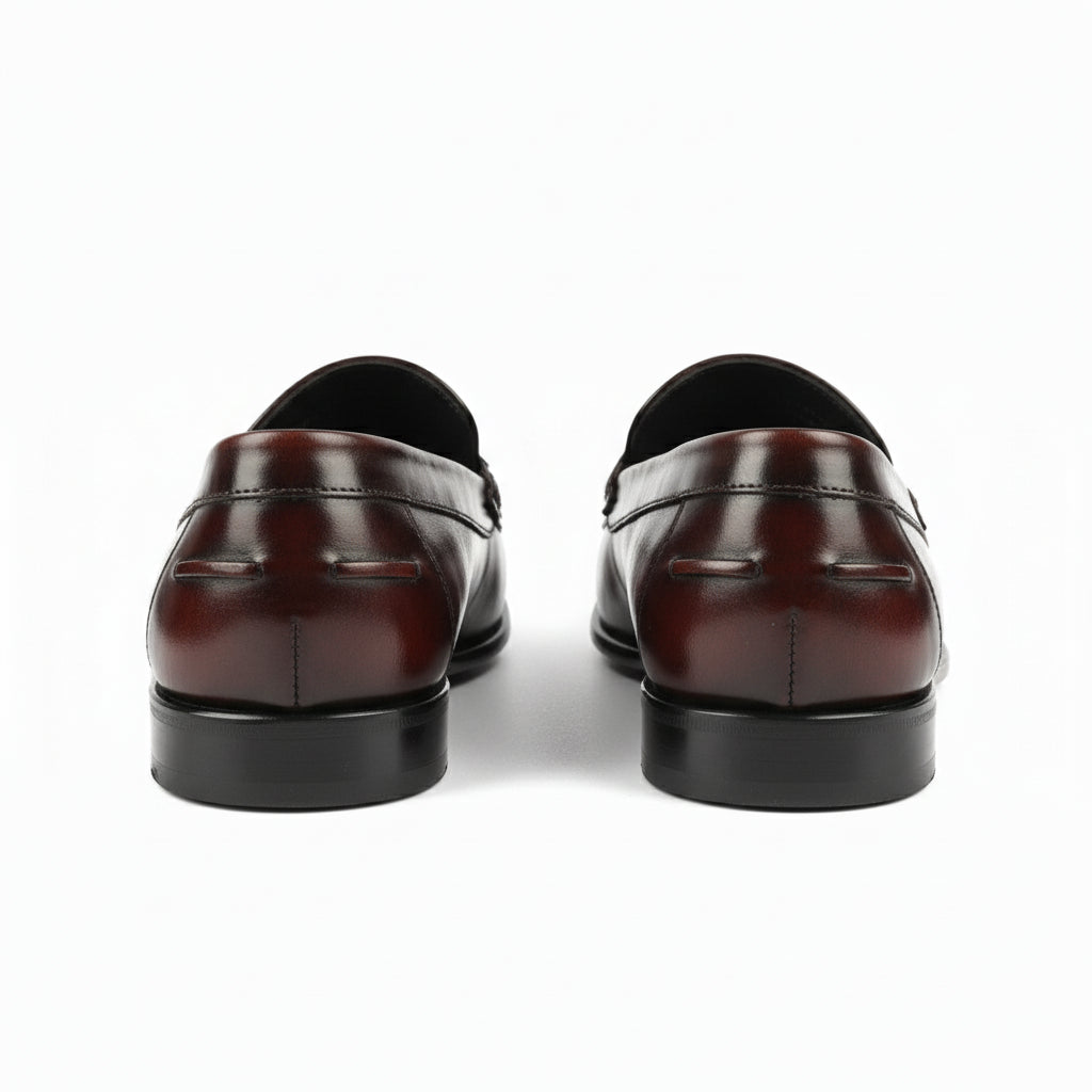 Men's Brown Leather Driving Shoes - back-view