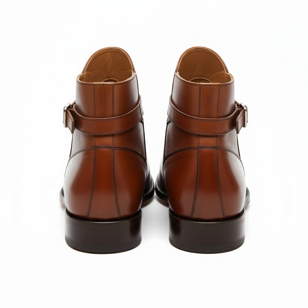 Men's Brown Leather Jodhpur Boots - back-view