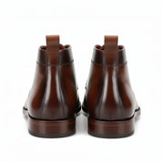 back-view - Men's Brown Leather Lace-Up Ankle Boots