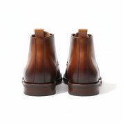 back-view - Men's Brown Leather Lace-Up Boots