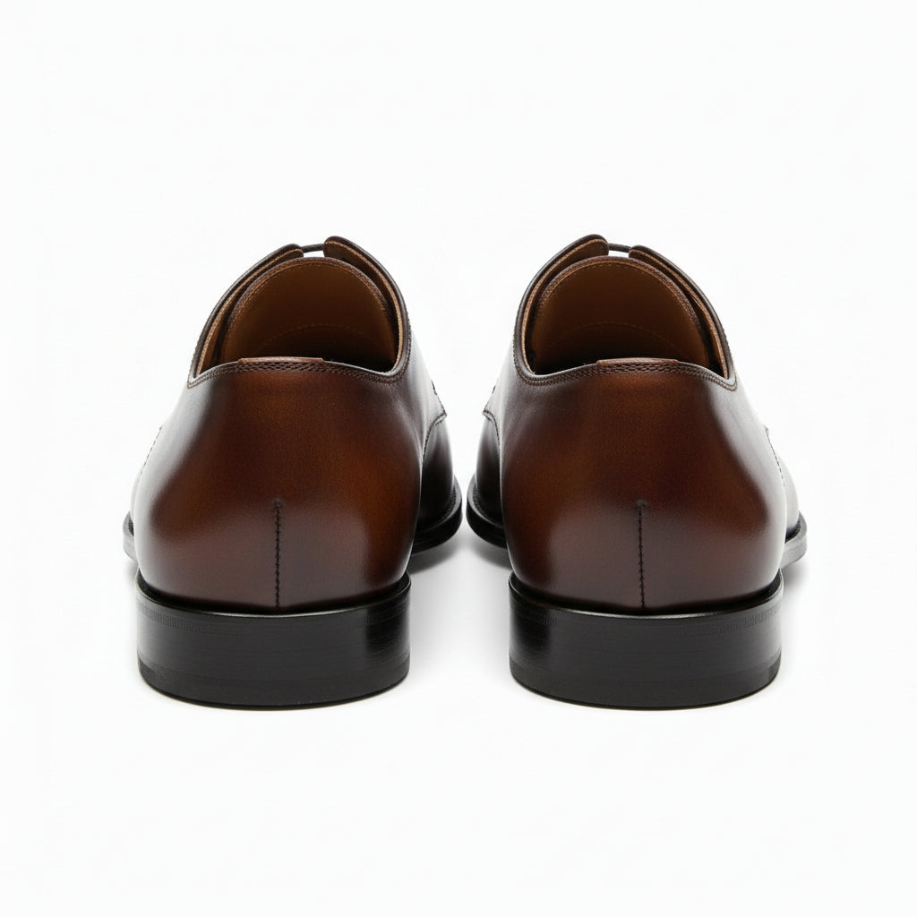 back-view - Men's Brown Leather Lace-Up Dress Shoes