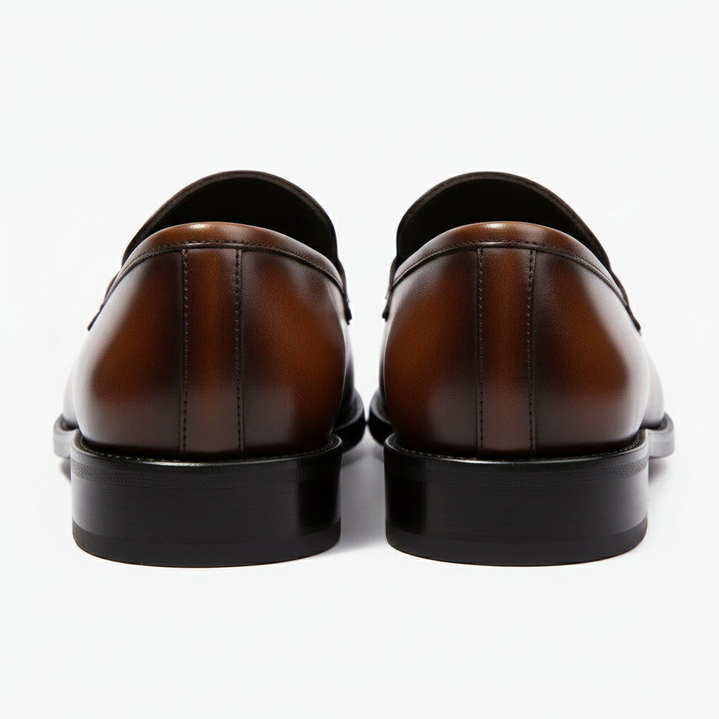 back-view - Men's Brown Leather Loafer Shoes