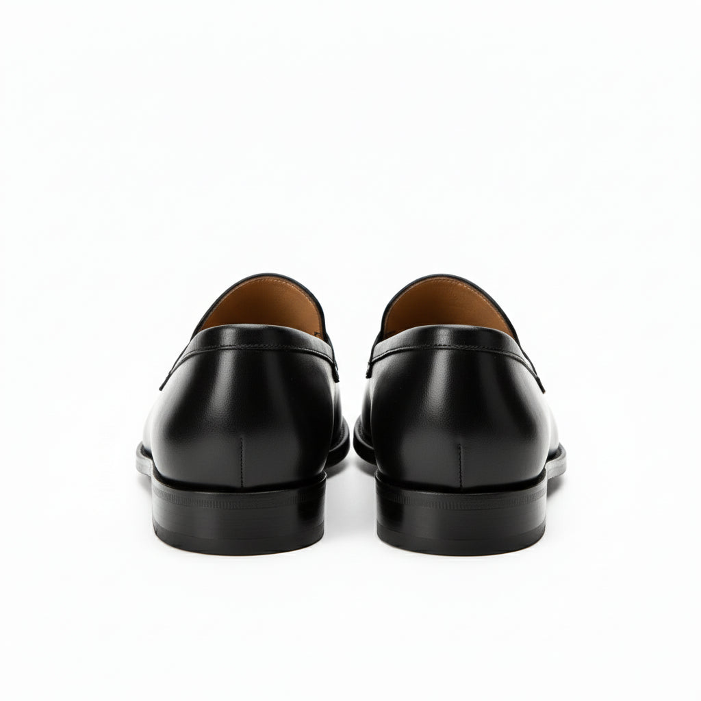back-view - Men's Brown Leather Moc-Toe Loafers