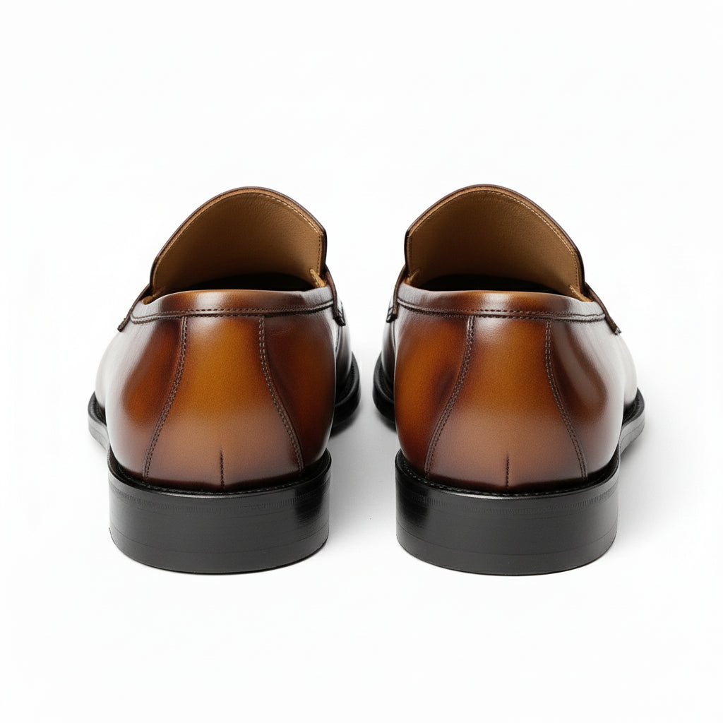 back-view - Men's Brown Leather Moccasin Dress Shoes