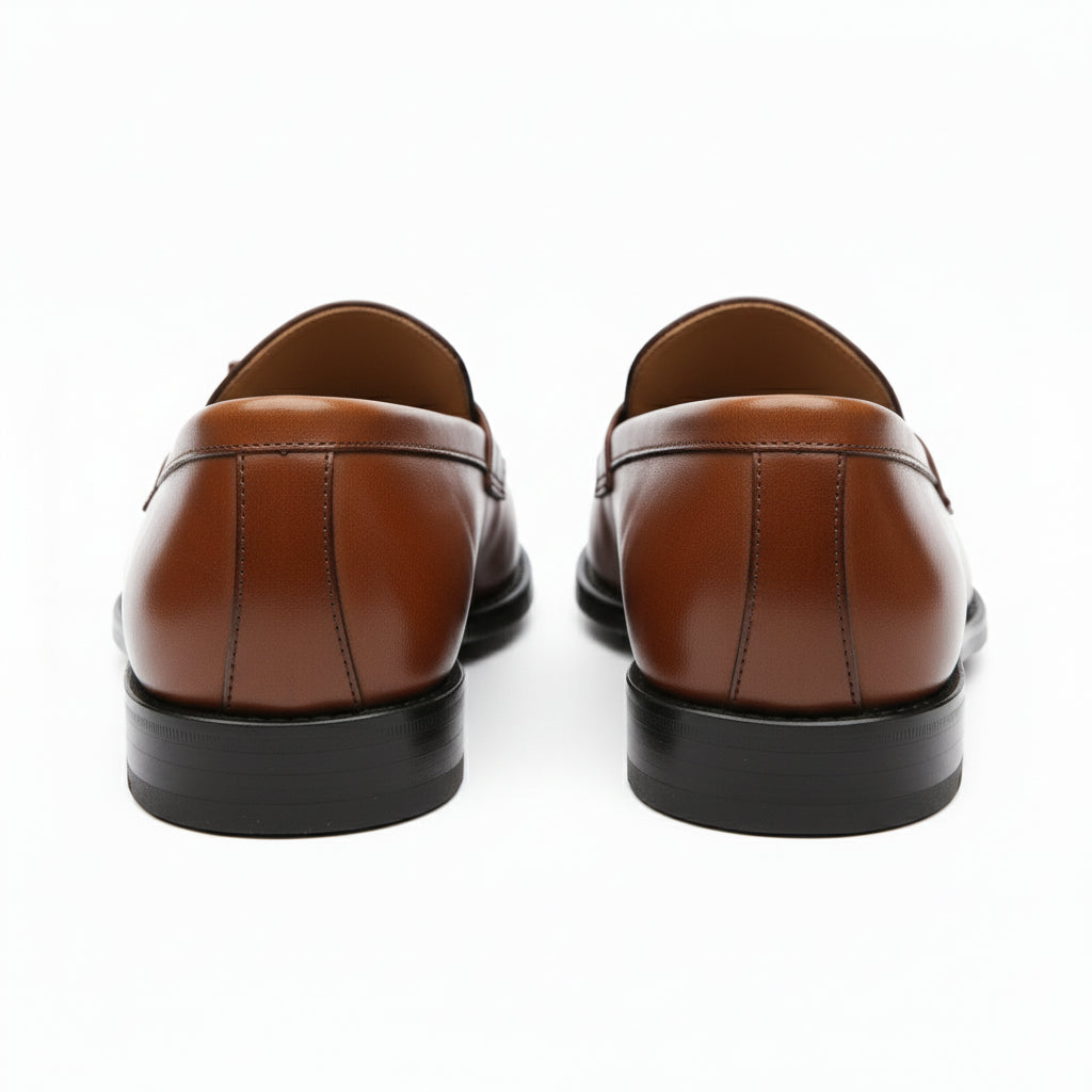 back-view - Men's Brown Leather Moccasin Loafers
